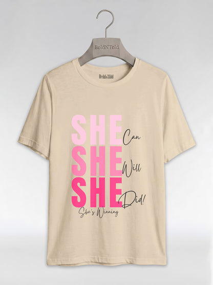 She Can, She Will, She Did: Black Girl Magic Winning Graphic T-Shirt - BoldnTold