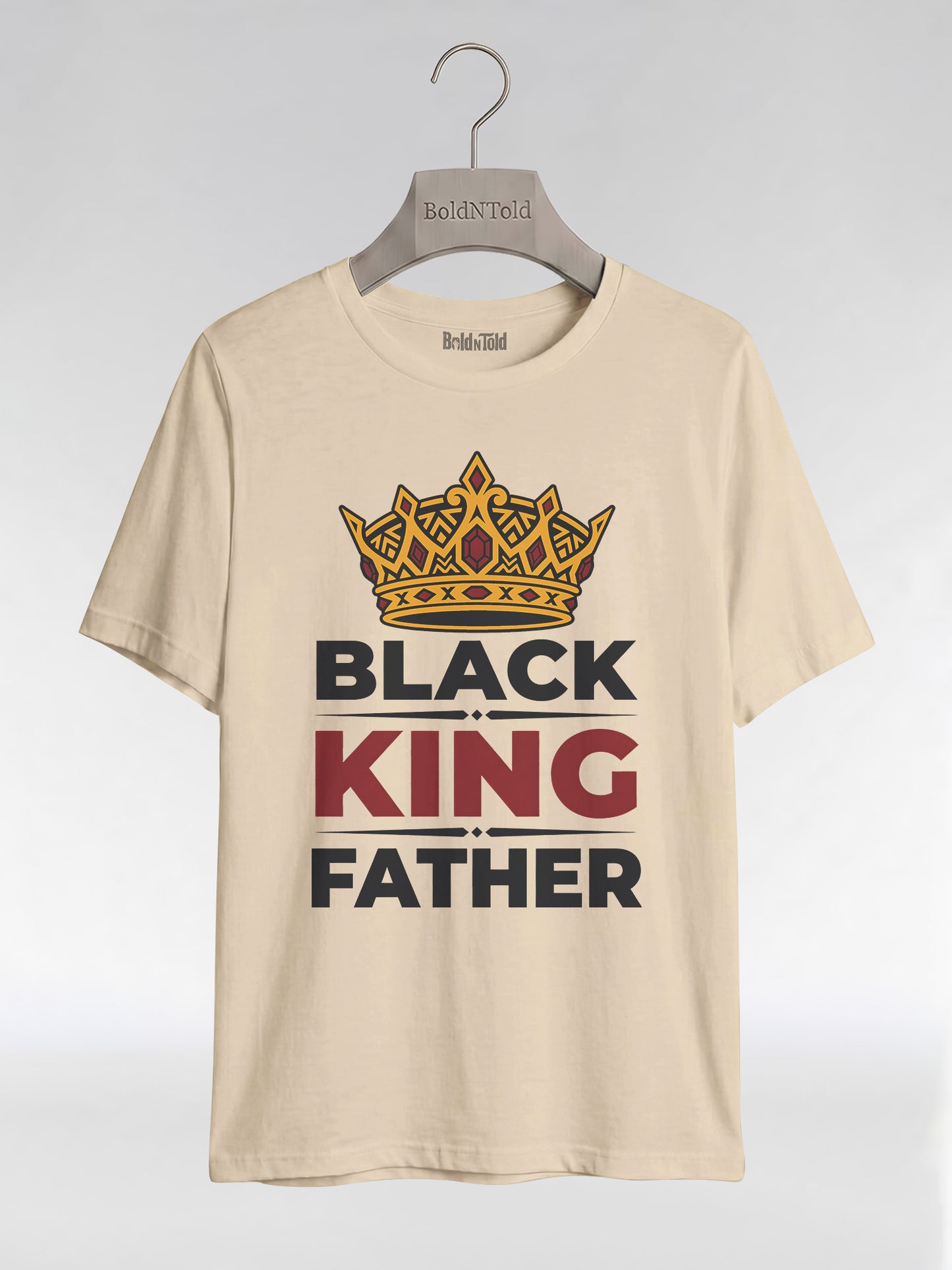 Black King Father Crown: Proud Dad Empowerment Graphic T-Shirt - BoldnTold