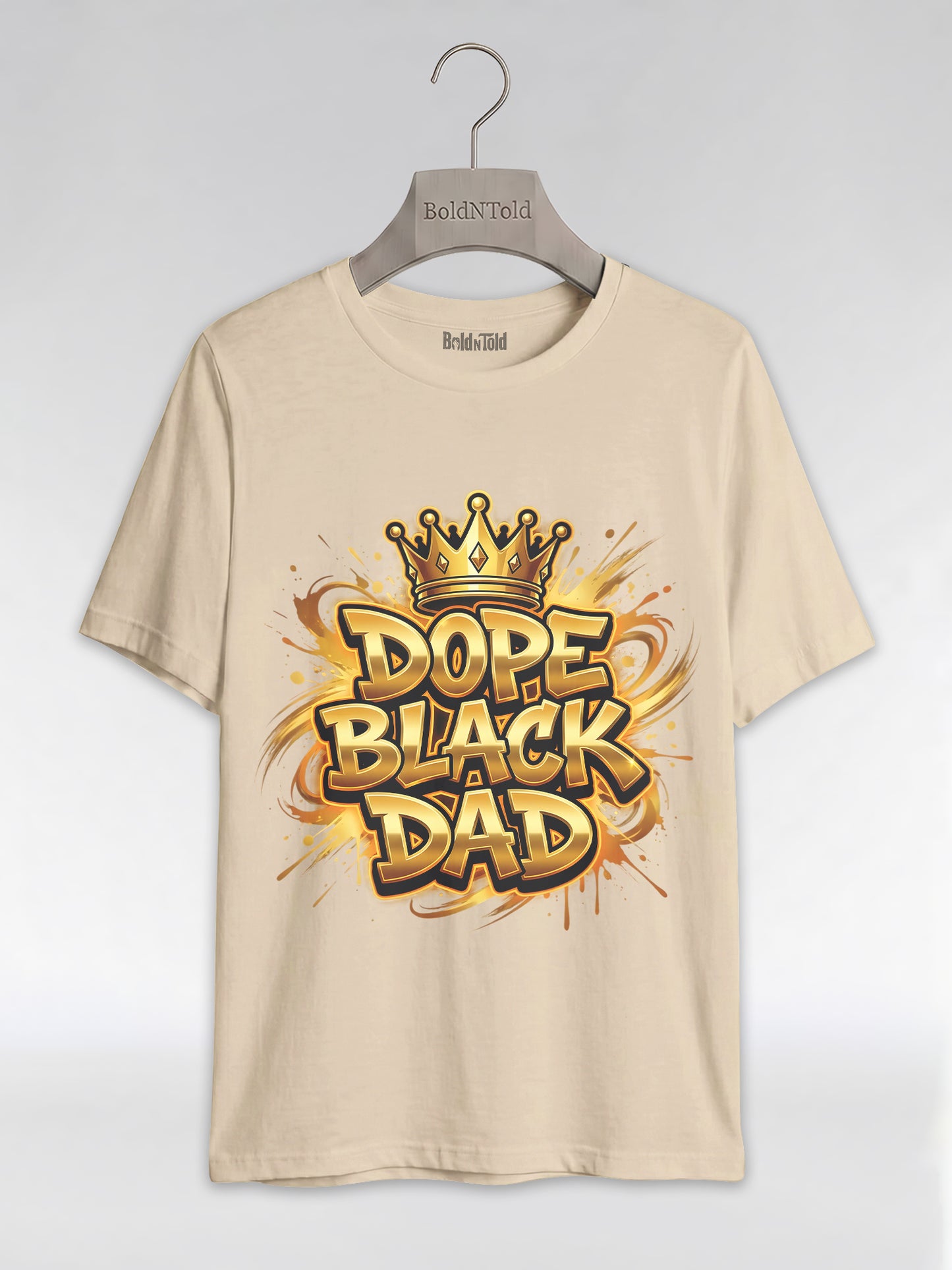 Dope Black Dad – Gold Graffiti King Edition Graphic T-Shirt - BoldnTold