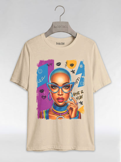 Rise & Slay: 90s Retro Pop Art Black Queen Graphic T-Shirt - BoldnTold