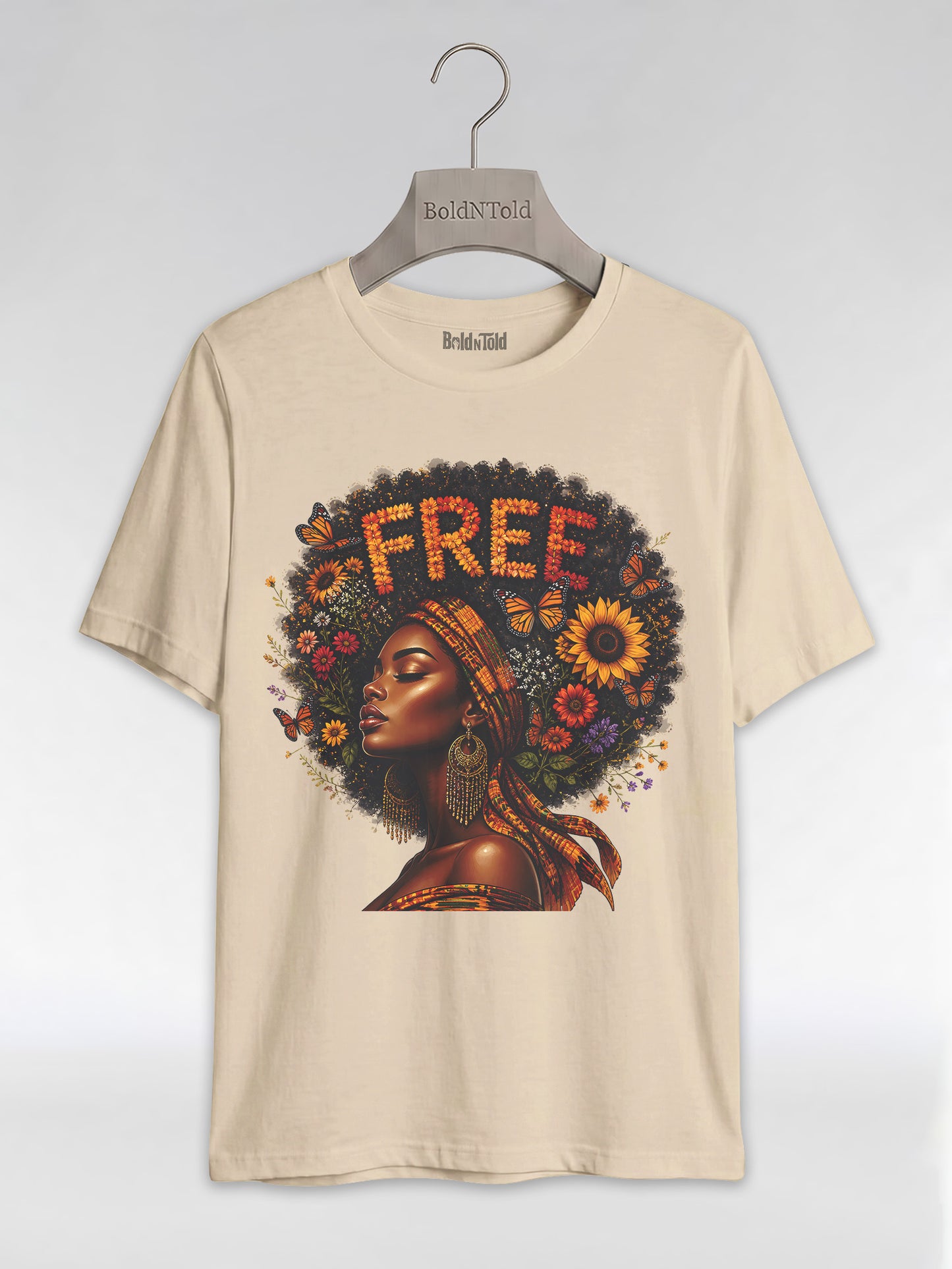 Free Floral Afro: Melanin Queen Empowerment Graphic T-Shirt - BoldnTold