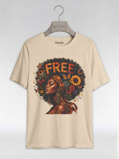 Free Floral Afro: Melanin Queen Empowerment Graphic T-Shirt - BoldnTold