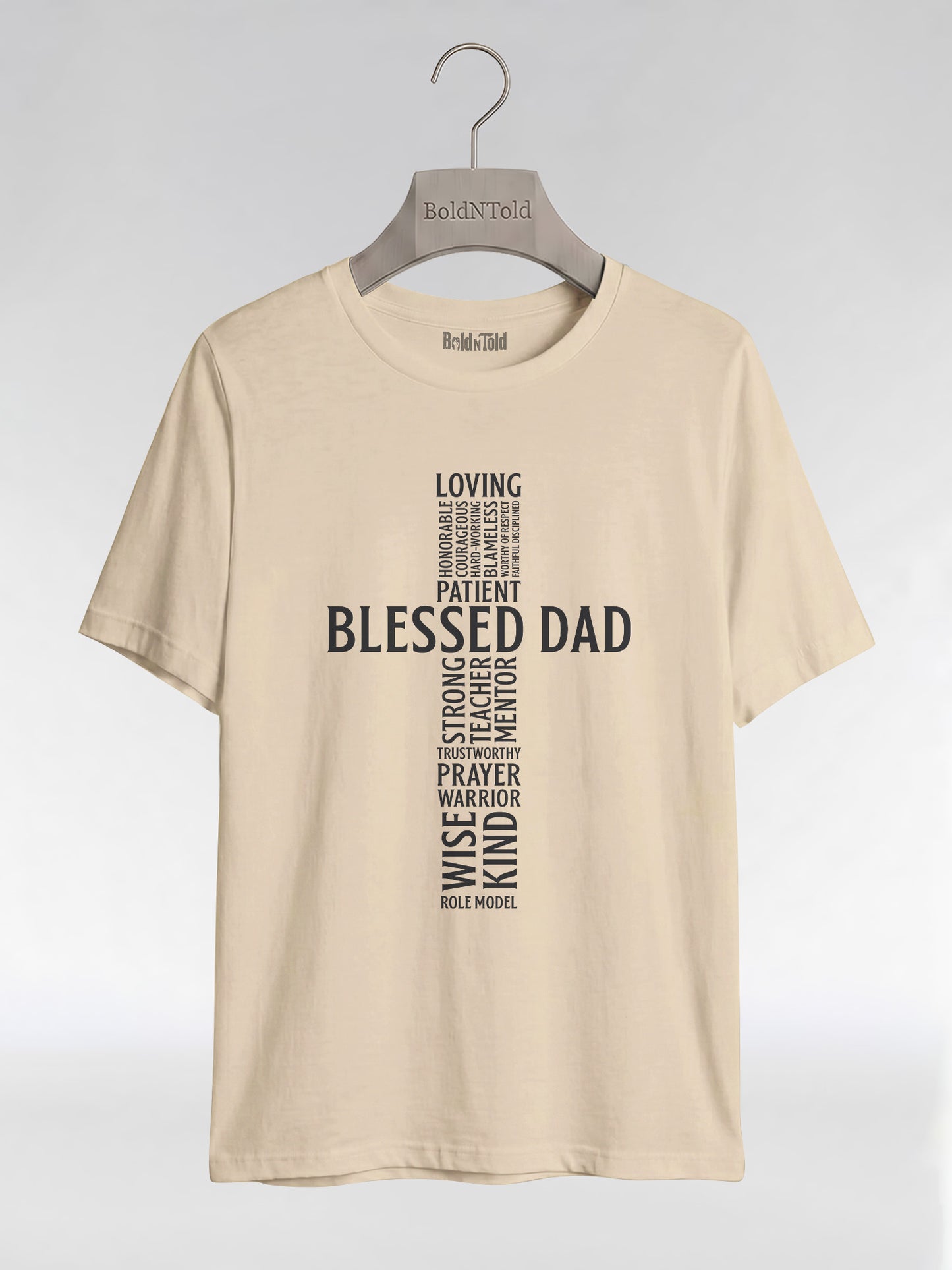 Blessed Black Dad: The Christian Cross Typography Graphic T-Shirt - BoldnTold