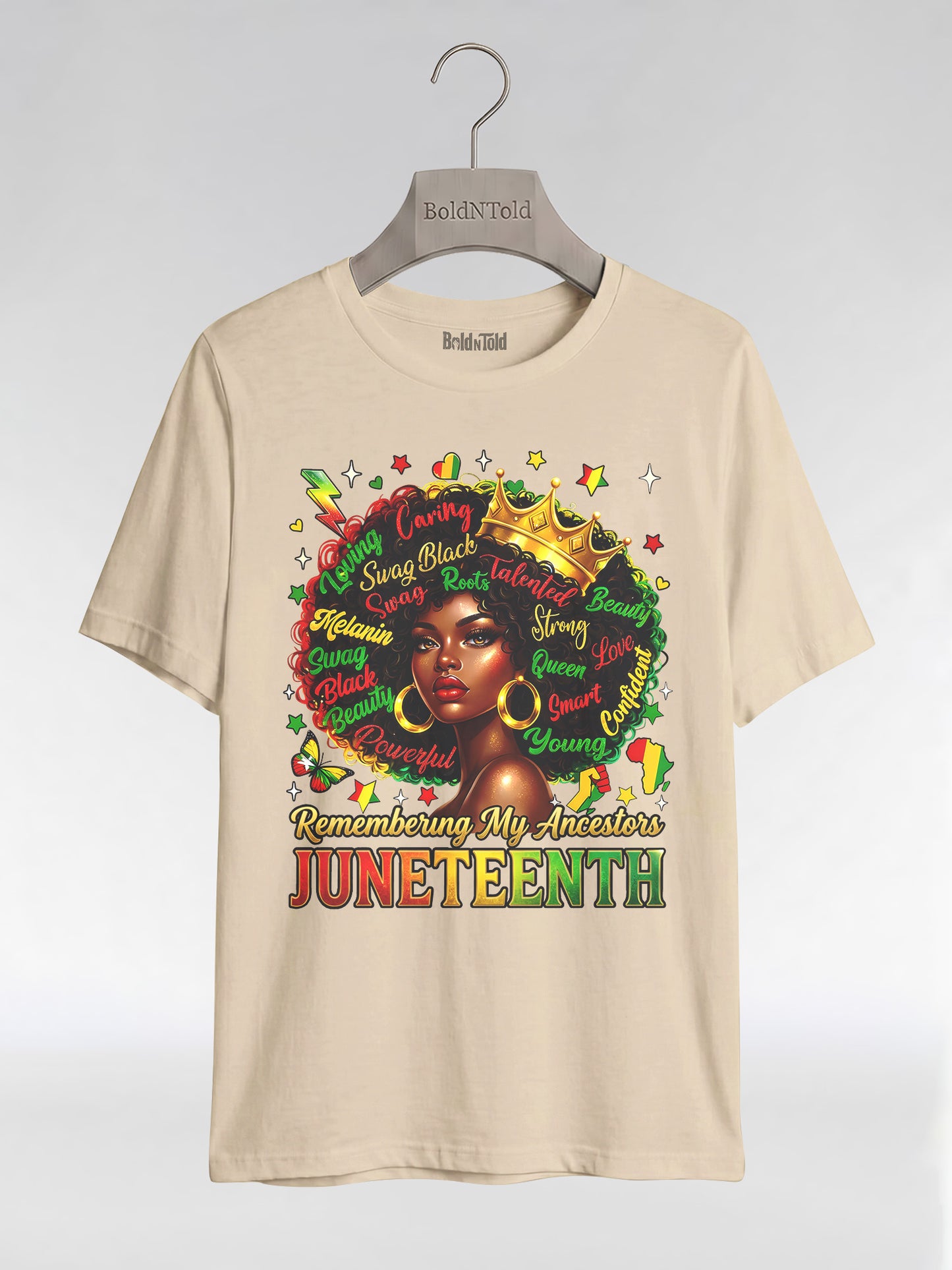 Remembering My Ancestors Juneteenth: Black Queen Graphic T-Shirt - BoldnTold