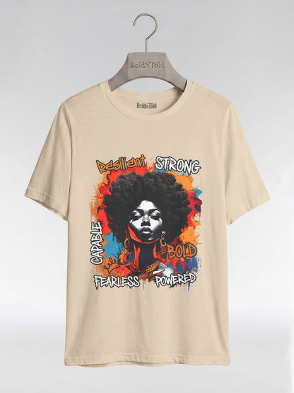 Fearless & Resilient: Urban Black Queen Graphic T-Shirt - BoldnTold