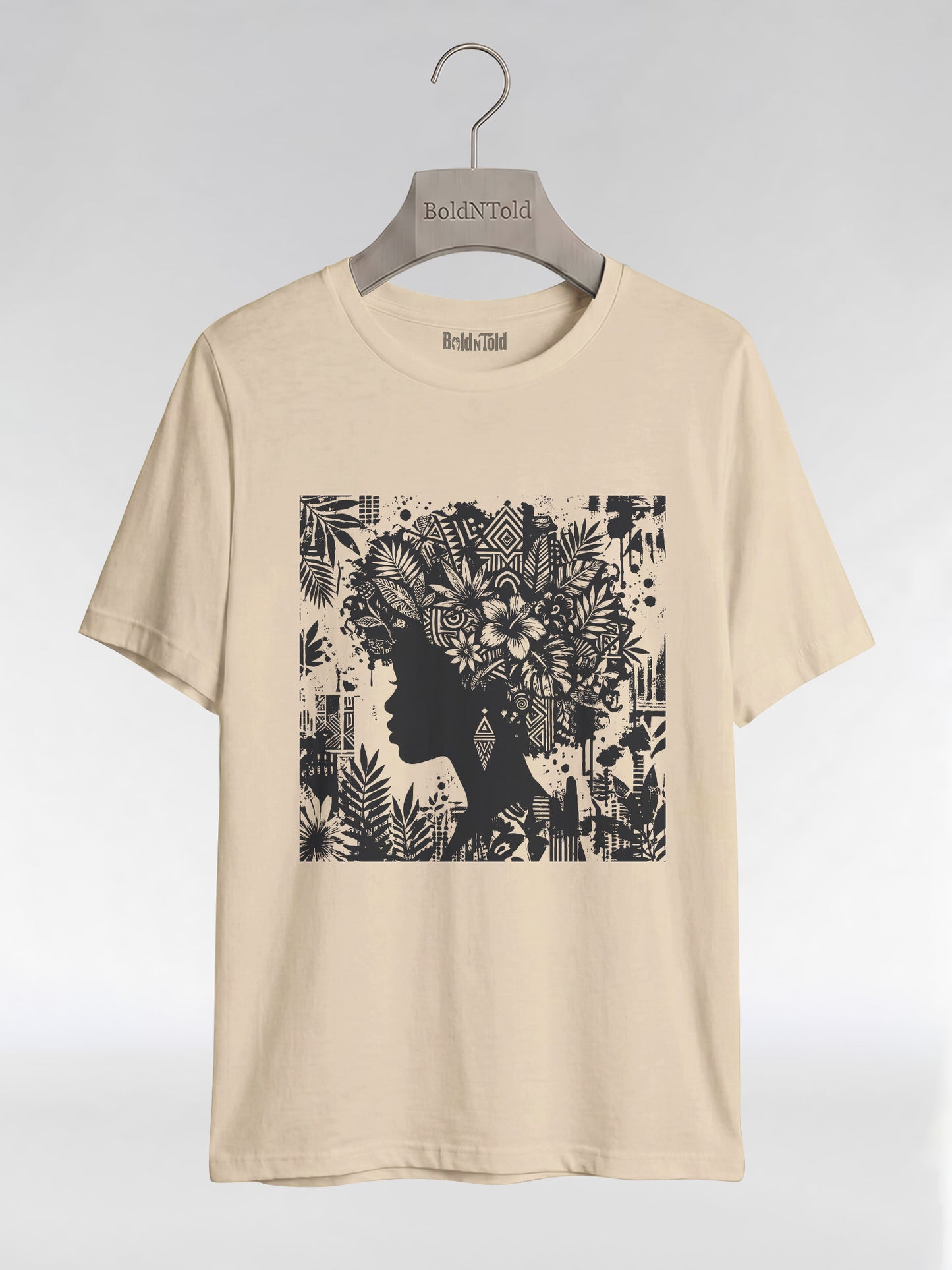 Black Queen: Artistic Silhouette Floral Graphic T-Shirt - BoldnTold