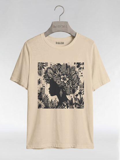 Black Queen: Artistic Silhouette Floral Graphic T-Shirt - BoldnTold
