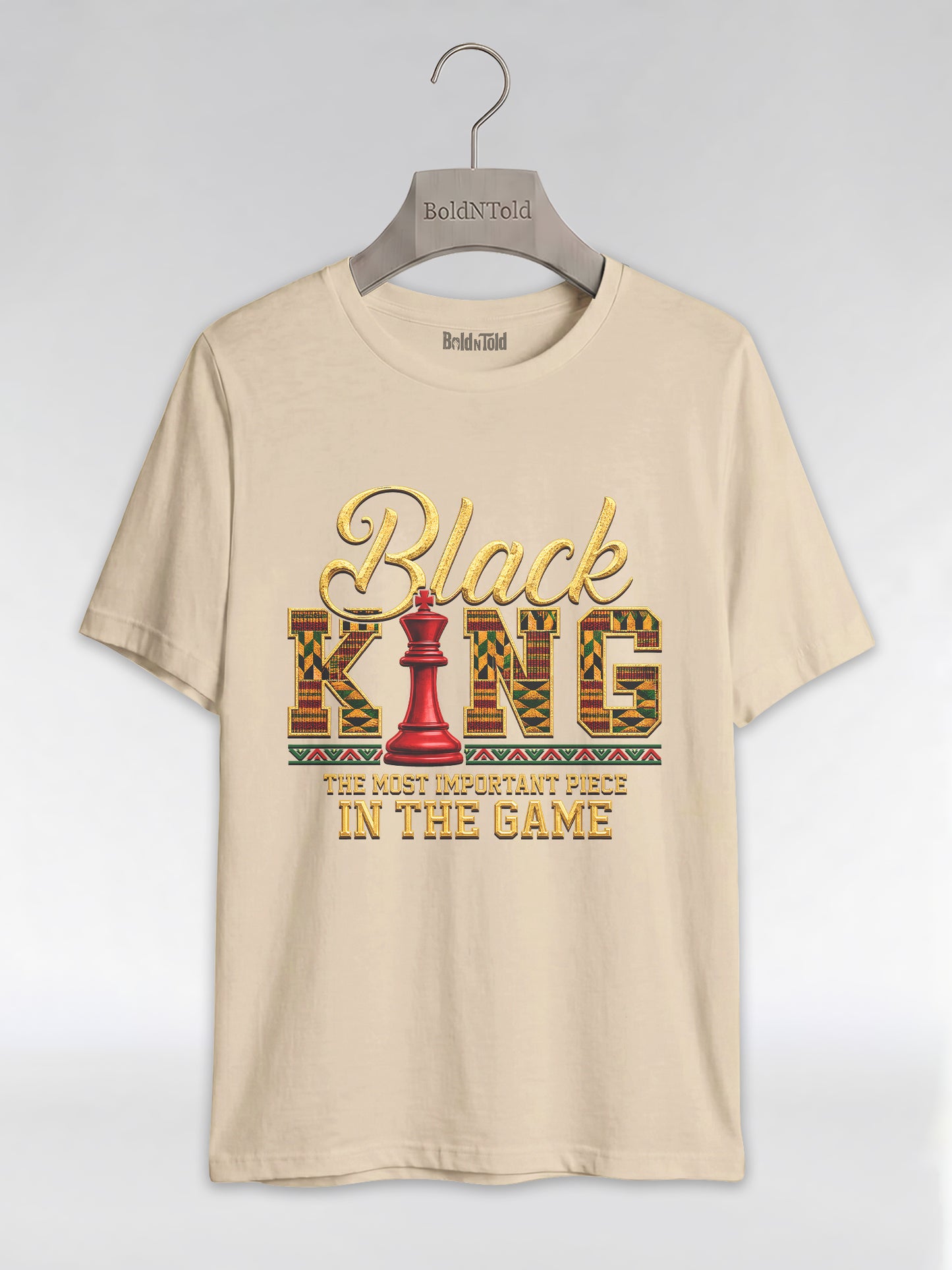Black King Dad: The Most Important Piece In The Game Graphic T-Shirt - BoldnTold