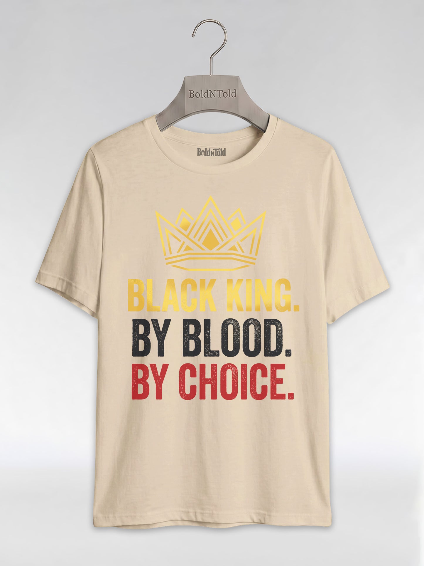 Black King By Blood By Choice: Royal Crown Empowerment Graphic T-Shirt - BoldnTold
