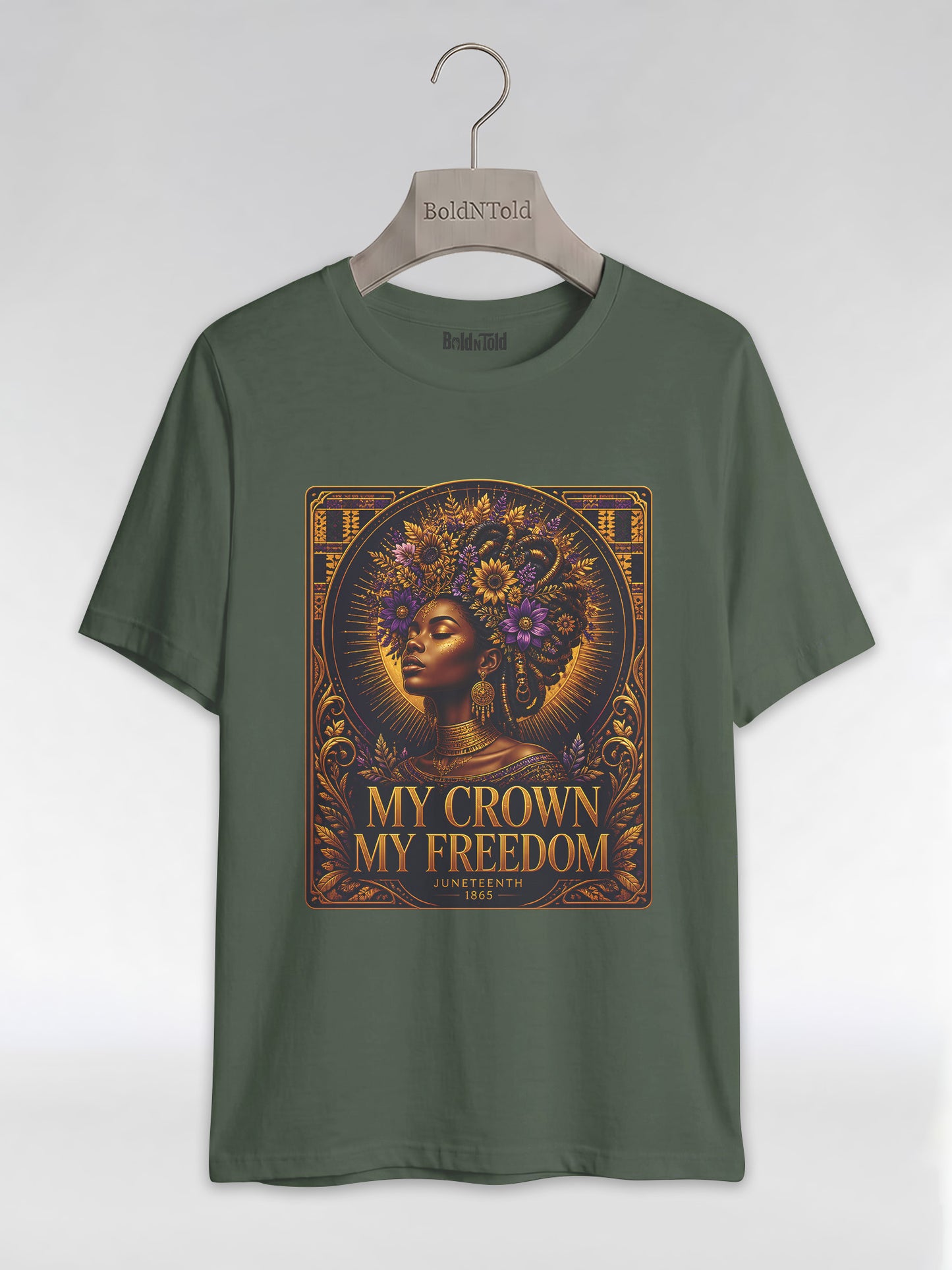 My Crown My Freedom: Juneteenth Melanin Queen Graphic T-Shirt - BoldnTold