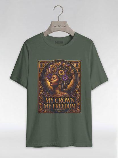 My Crown My Freedom: Juneteenth Melanin Queen Graphic T-Shirt - BoldnTold