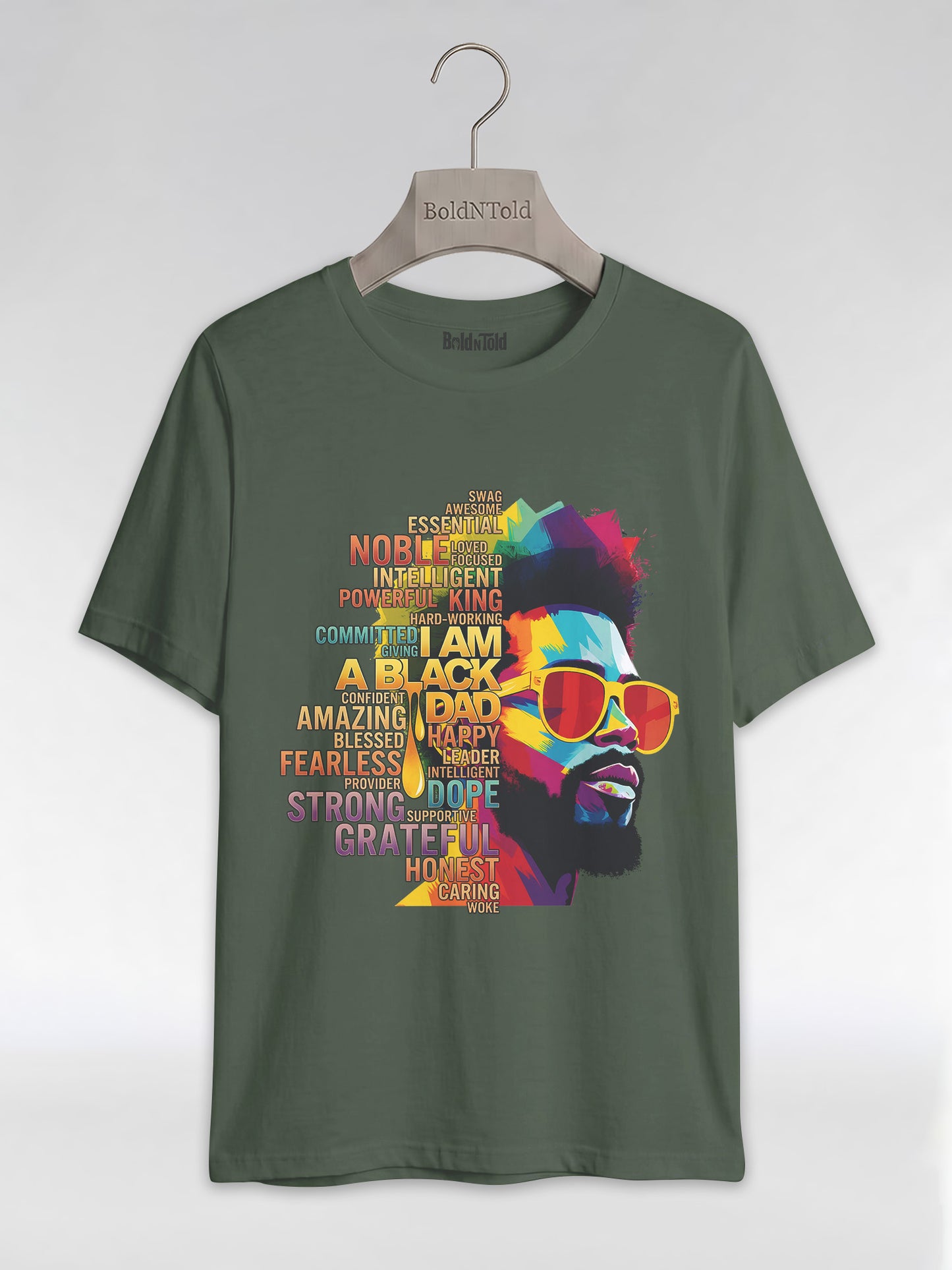 I Am A Black Dad: Colorful Pop Art Typography Graphic T-Shirt - BoldnTold