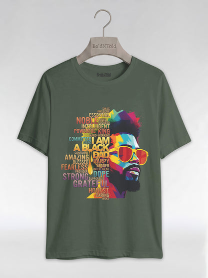 I Am A Black Dad: Colorful Pop Art Typography Graphic T-Shirt - BoldnTold