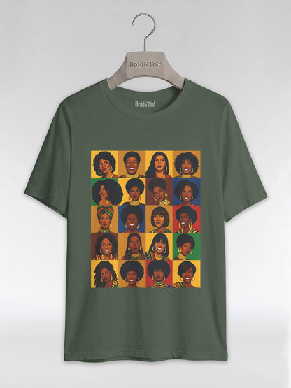 Black Queen Collage: A Tribute to Diverse Beauty Graphic T-Shirt - BoldnTold