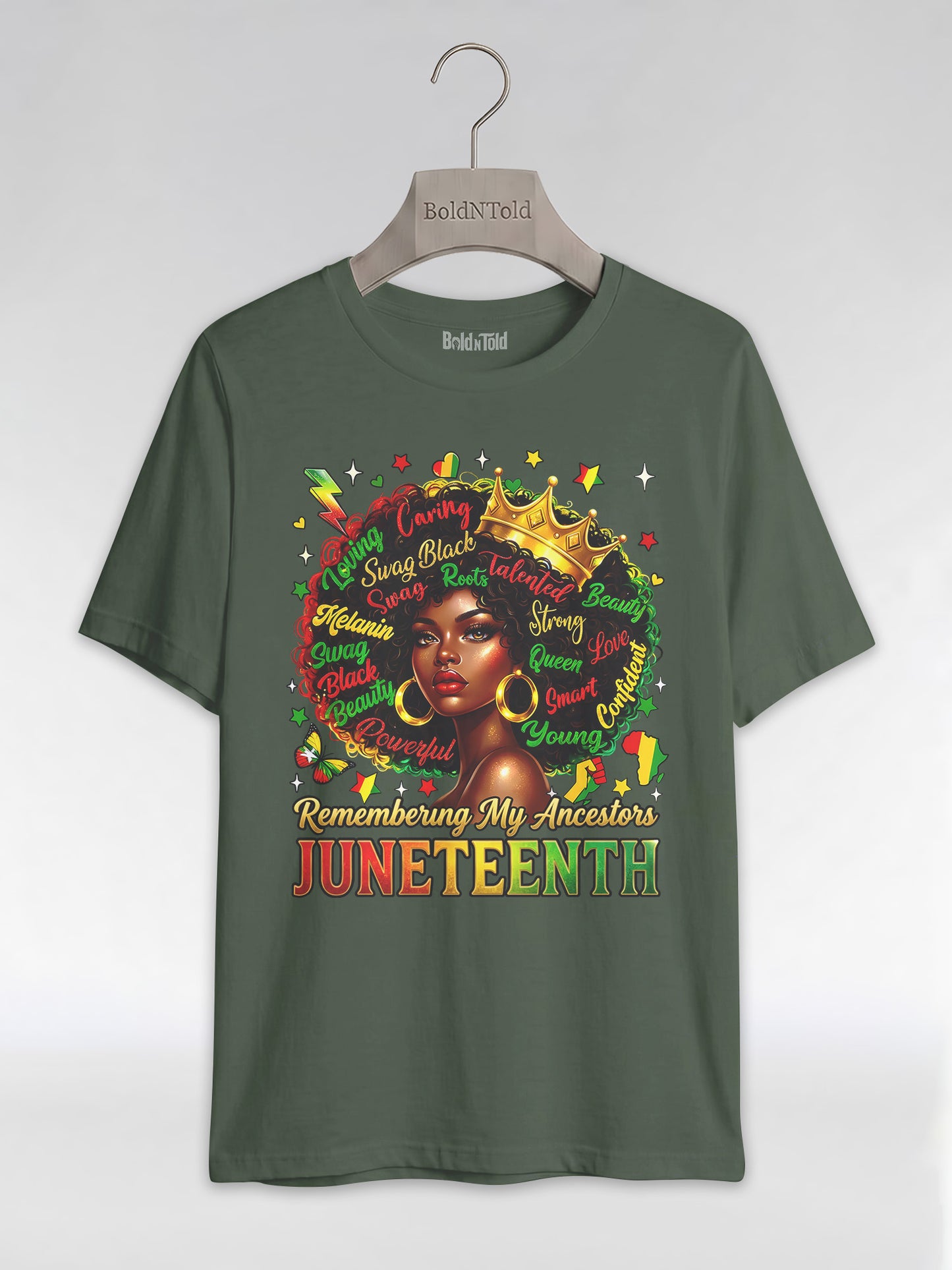 Remembering My Ancestors Juneteenth: Black Queen Graphic T-Shirt - BoldnTold