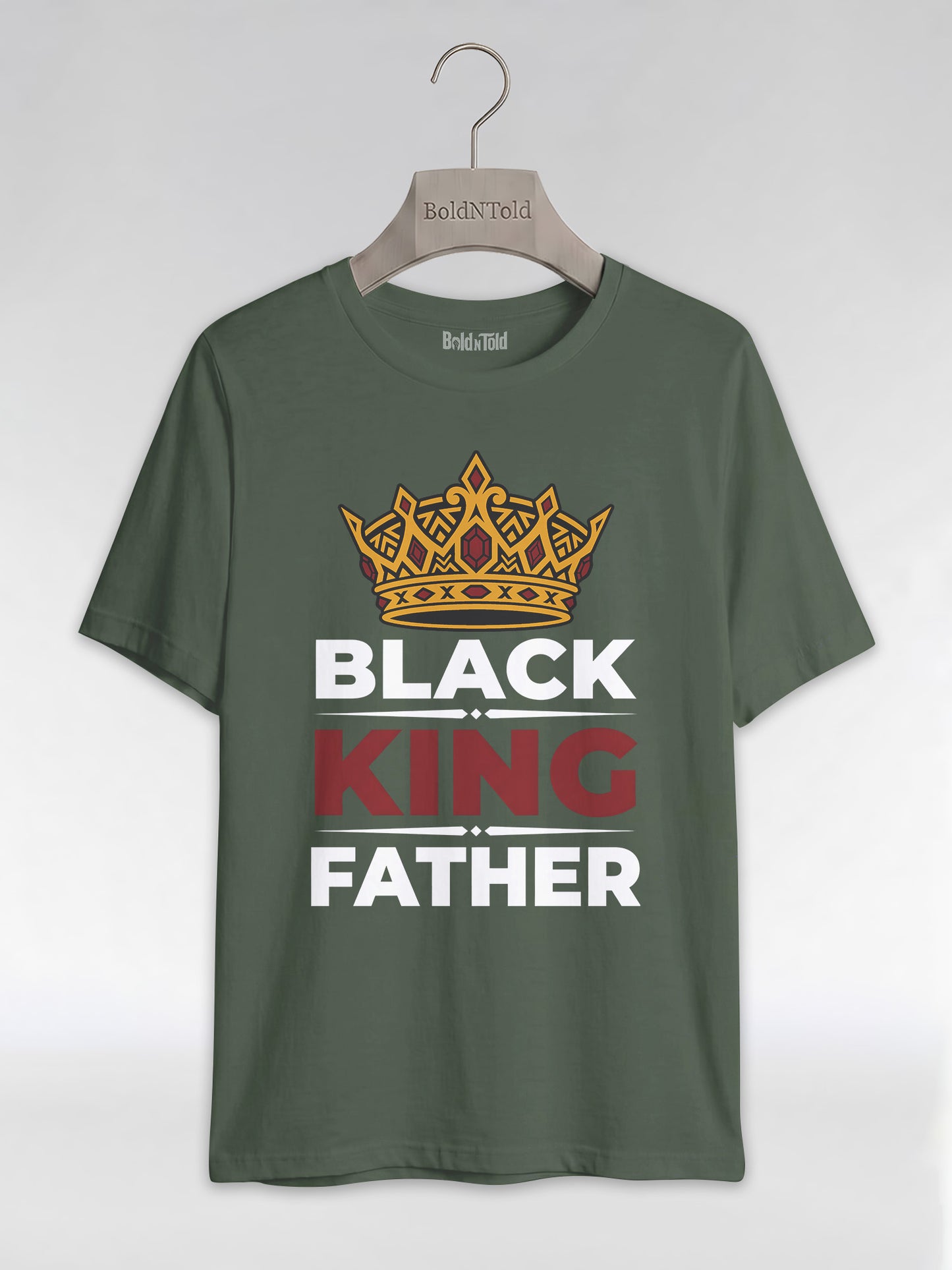 Black King Father Crown: Proud Dad Empowerment Graphic T-Shirt - BoldnTold