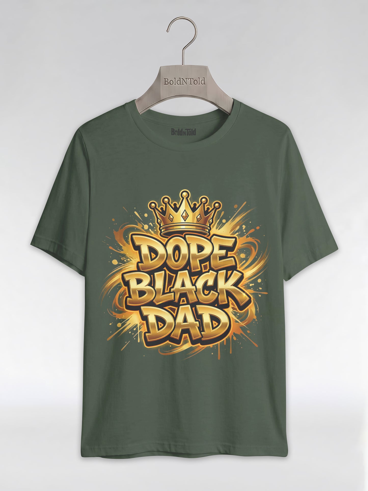Dope Black Dad – Gold Graffiti King Edition Graphic T-Shirt - BoldnTold