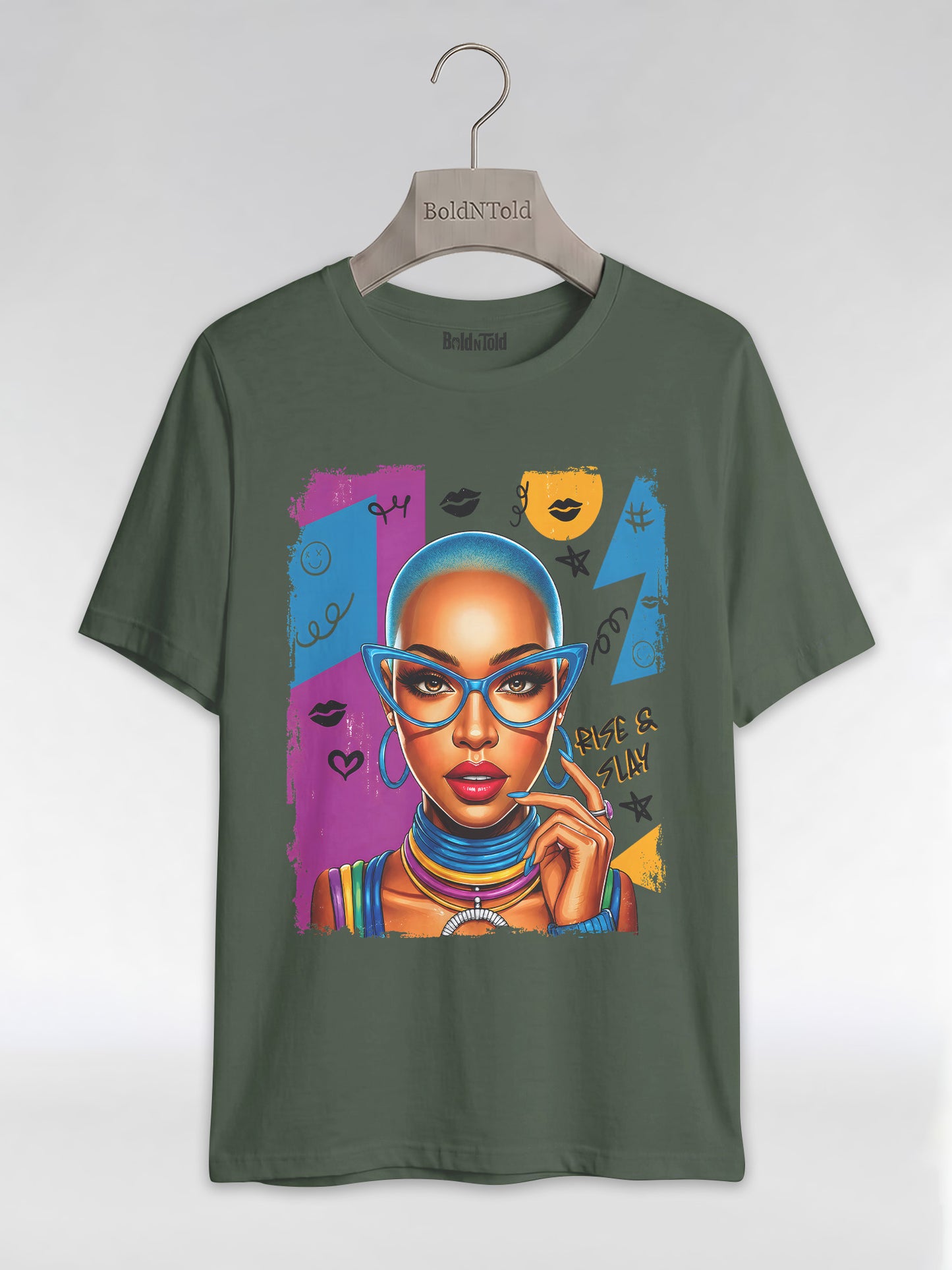 Rise & Slay: 90s Retro Pop Art Black Queen Graphic T-Shirt - BoldnTold