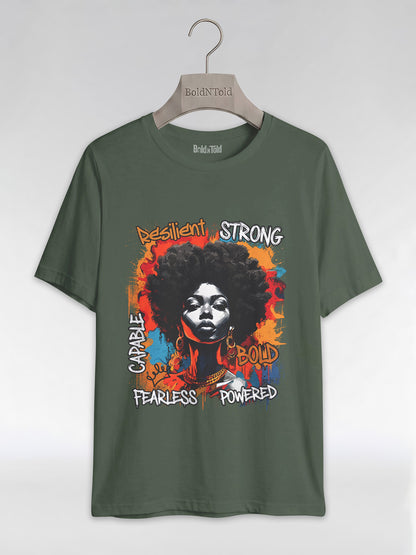 Fearless & Resilient: Urban Black Queen Graphic T-Shirt - BoldnTold