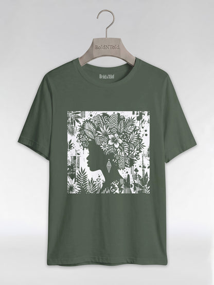 Black Queen: Artistic Silhouette Floral Graphic T-Shirt - BoldnTold