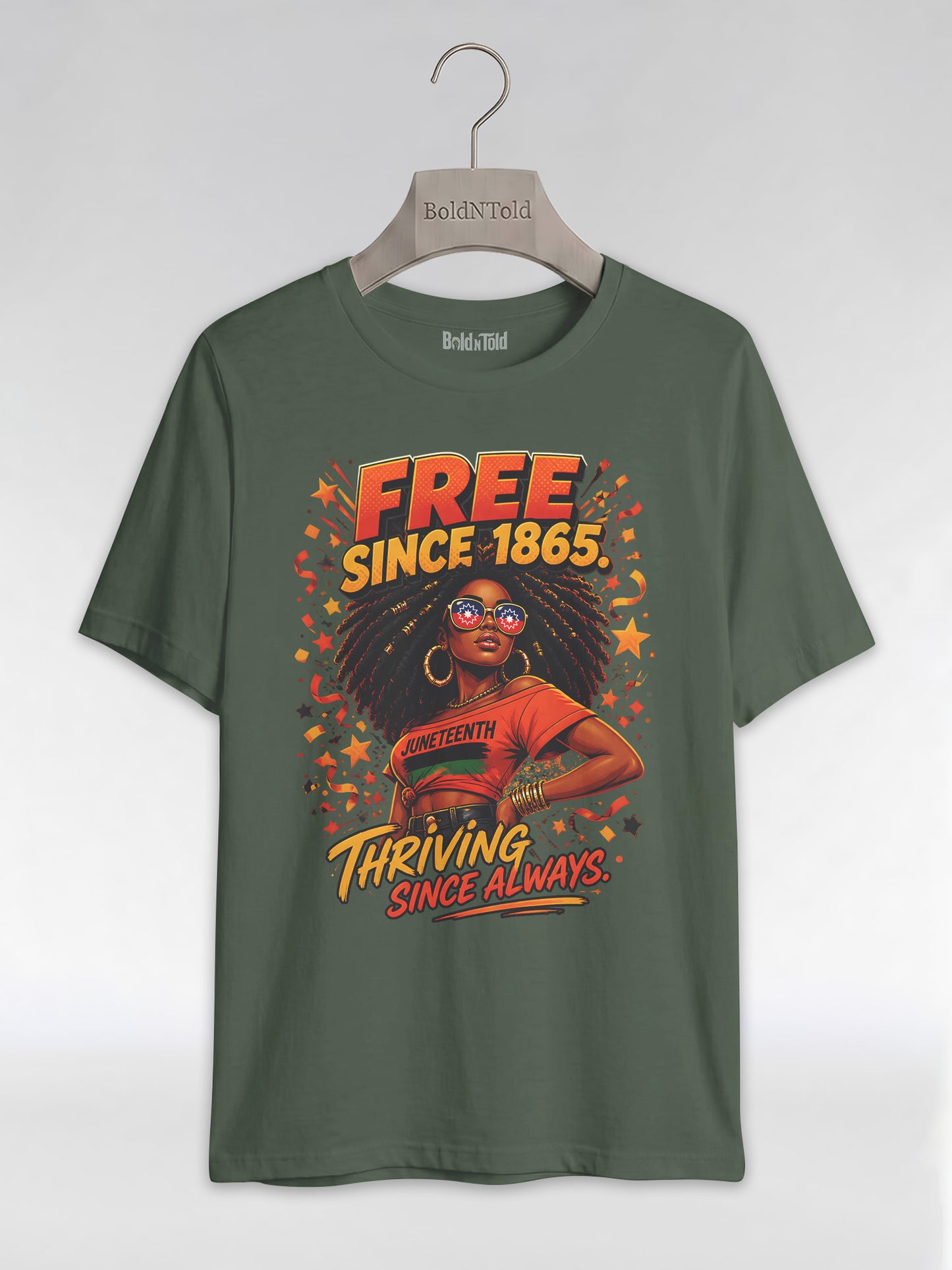 Thriving Since Always: Free Since 1865 Juneteenth Graphic T-Shirt - BoldnTold