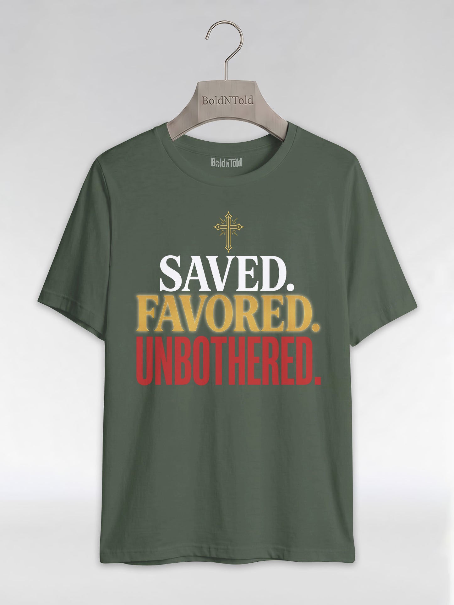 Saved Favored Unbothered T-Shirt: Christian Faith Graphic T-Shirt - BoldnTold