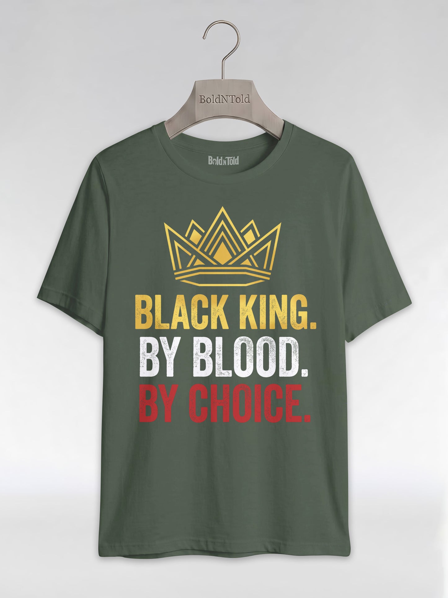 Black King By Blood By Choice: Royal Crown Empowerment Graphic T-Shirt - BoldnTold