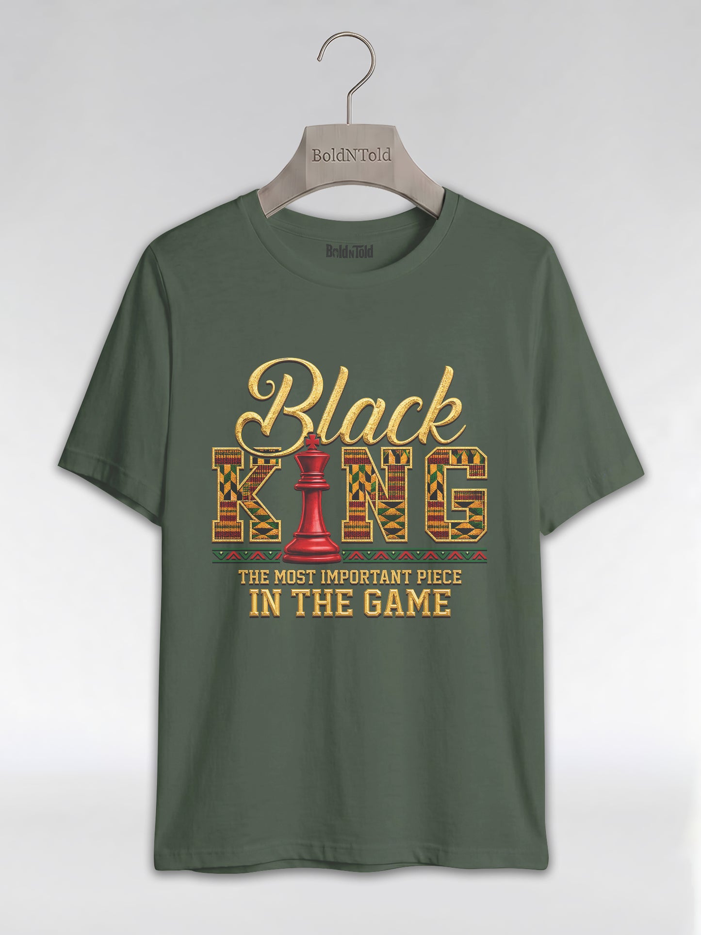 Black King Dad: The Most Important Piece In The Game Graphic T-Shirt - BoldnTold