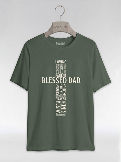 Blessed Black Dad: The Christian Cross Typography Graphic T-Shirt - BoldnTold