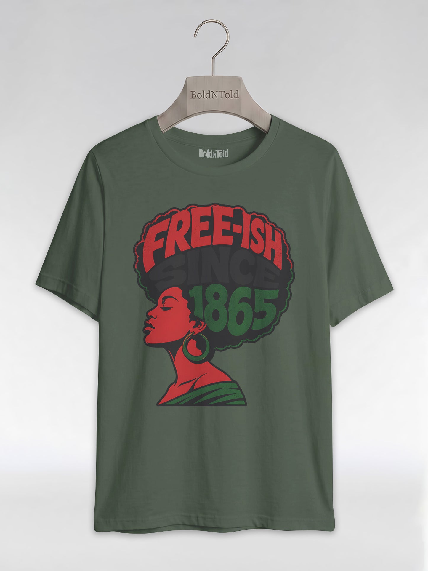Free-ish Since 1865: Juneteenth Afro Silhouette Graphic T-Shirt - BoldnTold