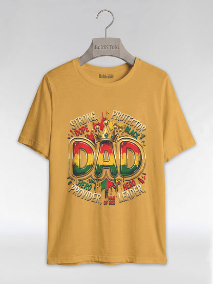 Black Dad Strong Protector Leader Crown Graphic T-Shirt - BoldnTold