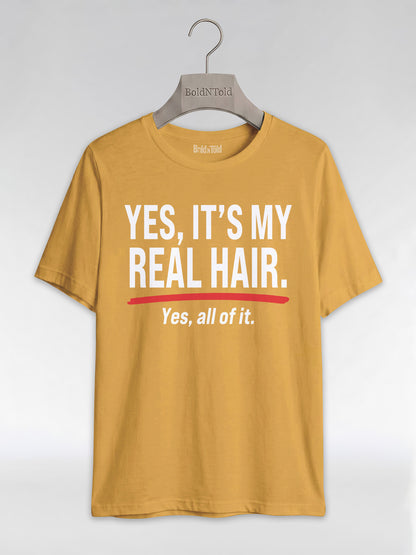 Yes It's My Real Hair: Sassy Black Queen Graphic T-Shirt - BoldnTold