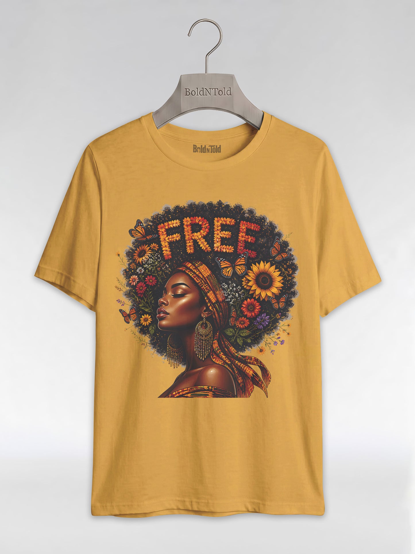 Free Floral Afro: Melanin Queen Empowerment Graphic T-Shirt - BoldnTold