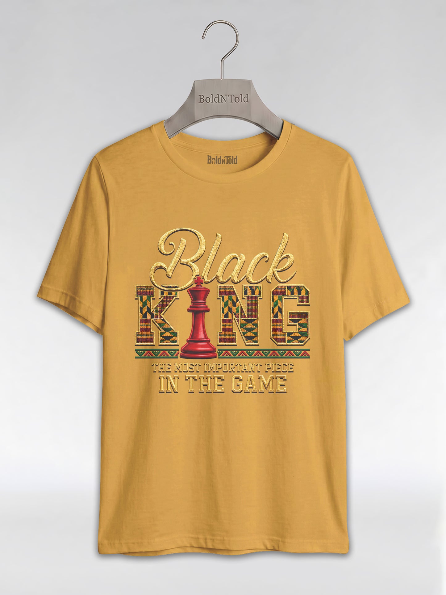 Black King Dad: The Most Important Piece In The Game Graphic T-Shirt - BoldnTold