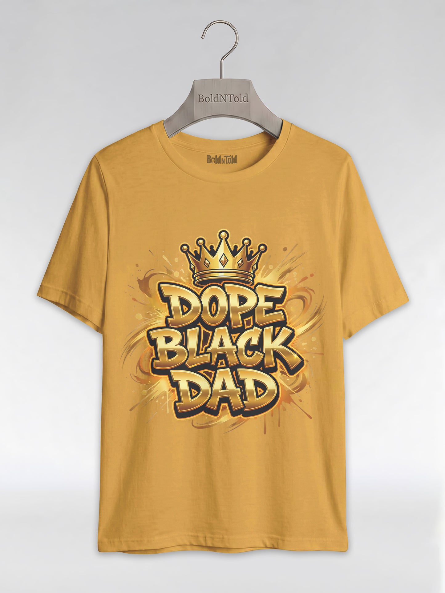Dope Black Dad – Gold Graffiti King Edition Graphic T-Shirt - BoldnTold