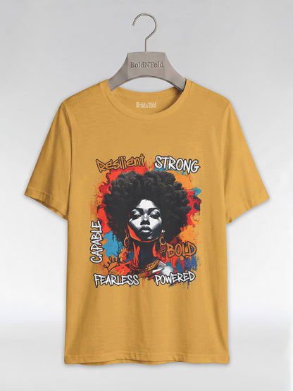 Fearless & Resilient: Urban Black Queen Graphic T-Shirt - BoldnTold