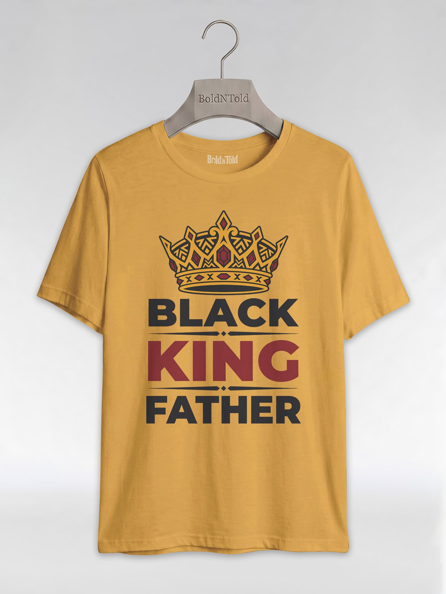 Black King Father Crown: Proud Dad Empowerment Graphic T-Shirt - BoldnTold
