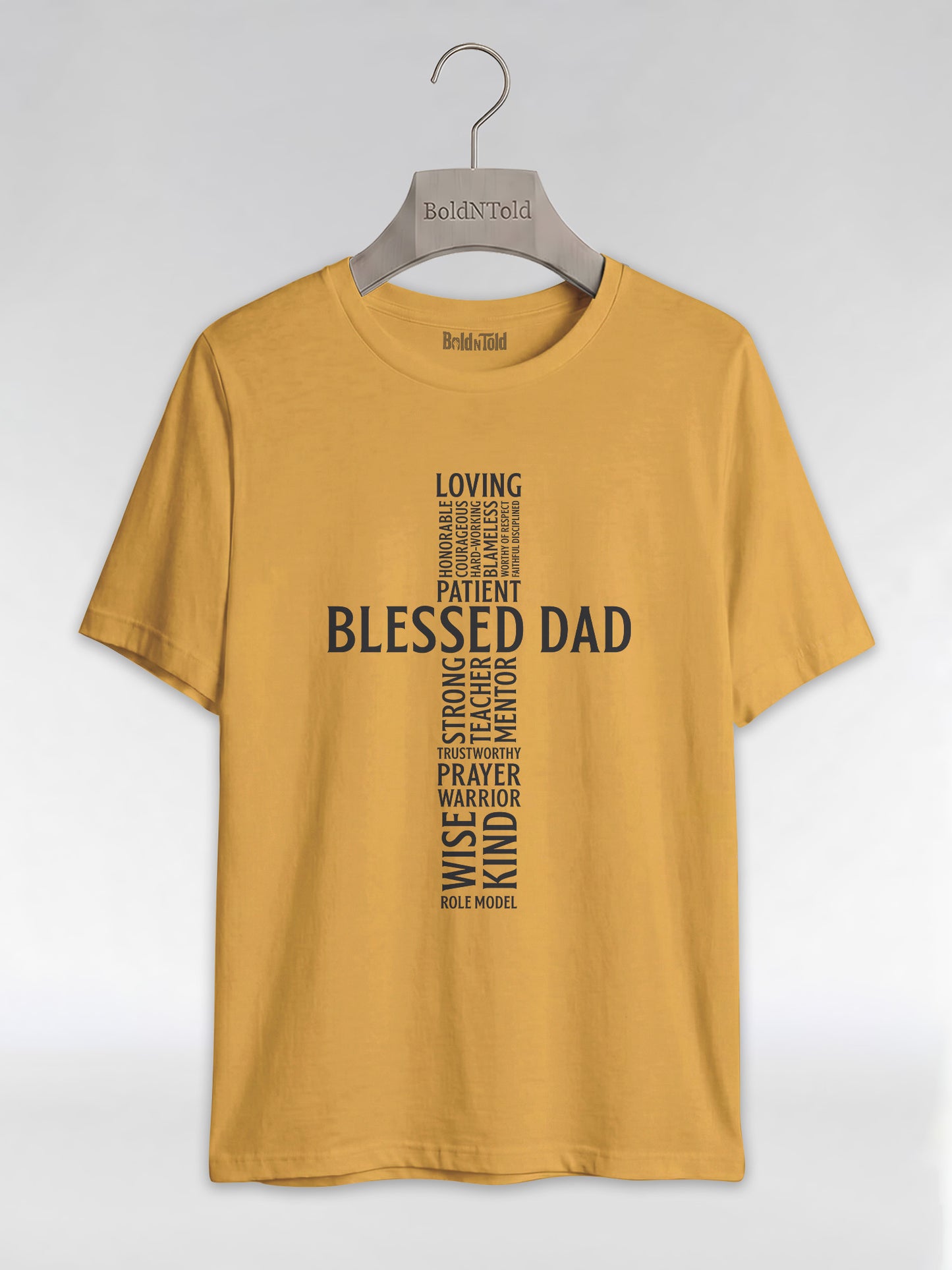 Blessed Black Dad: The Christian Cross Typography Graphic T-Shirt - BoldnTold