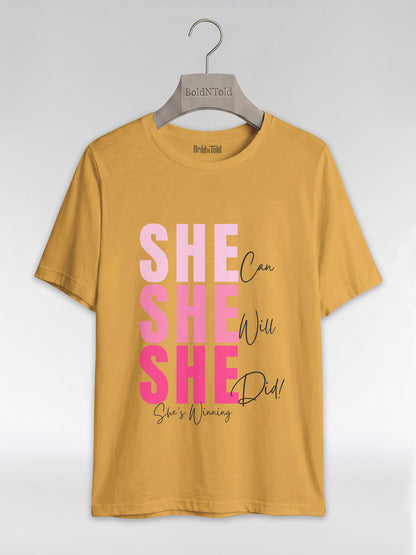 She Can, She Will, She Did: Black Girl Magic Winning Graphic T-Shirt - BoldnTold