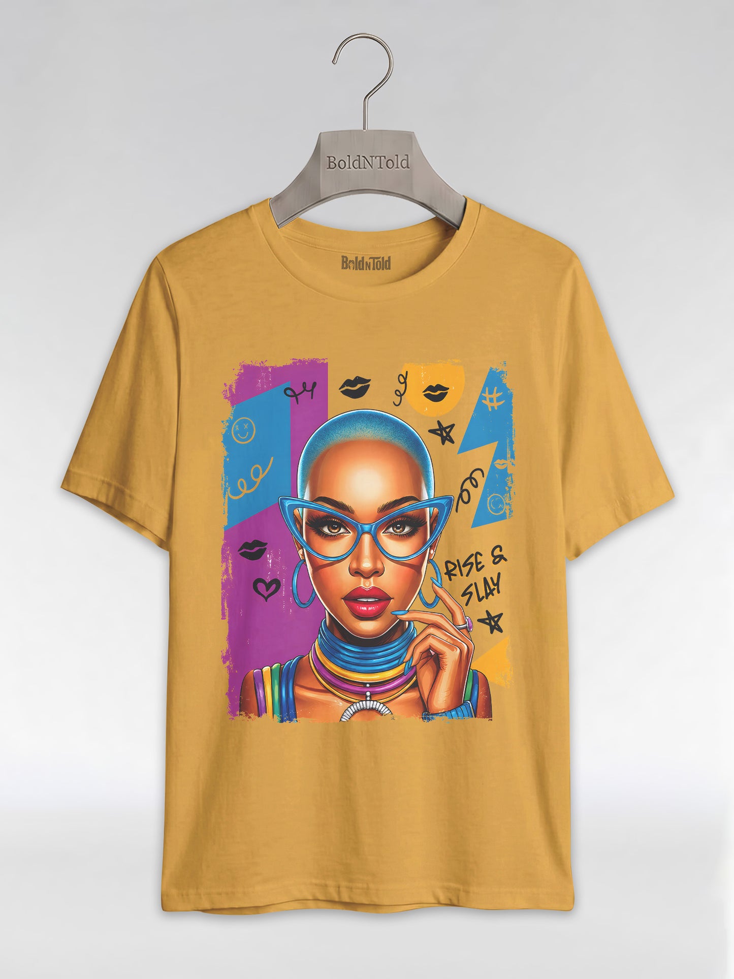 Rise & Slay: 90s Retro Pop Art Black Queen Graphic T-Shirt - BoldnTold