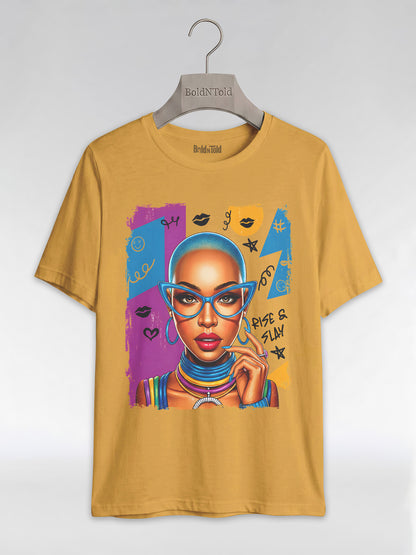 Rise & Slay: 90s Retro Pop Art Black Queen Graphic T-Shirt - BoldnTold