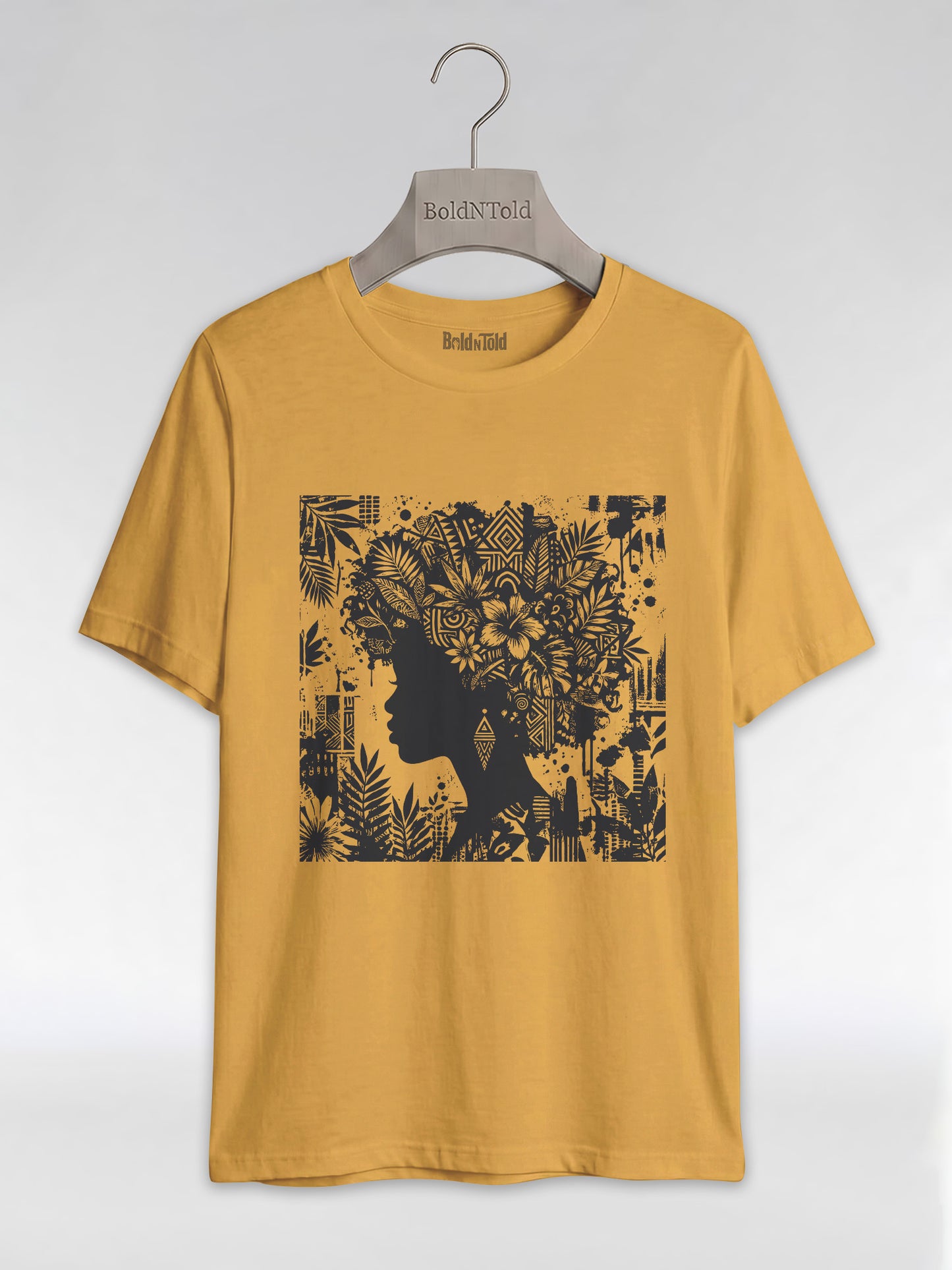 Black Queen: Artistic Silhouette Floral Graphic T-Shirt - BoldnTold