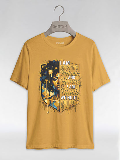 The Royal Shield: Dripping Melanin and Honey Black Queen Graphic T-Shirt - BoldnTold