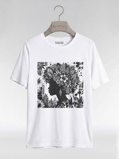 Black Queen: Artistic Silhouette Floral Graphic T-Shirt - BoldnTold