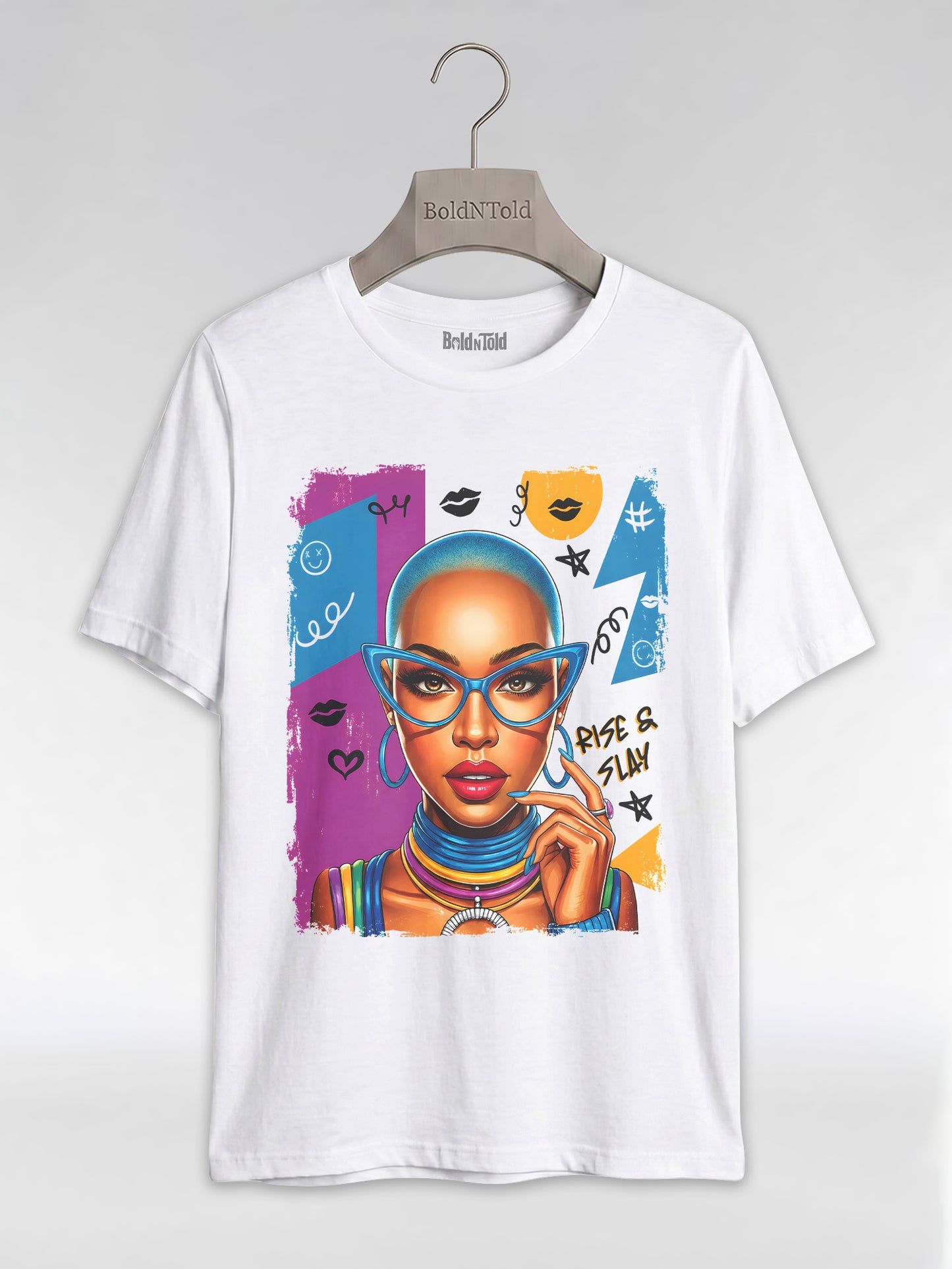Rise & Slay: 90s Retro Pop Art Black Queen Graphic T-Shirt - BoldnTold