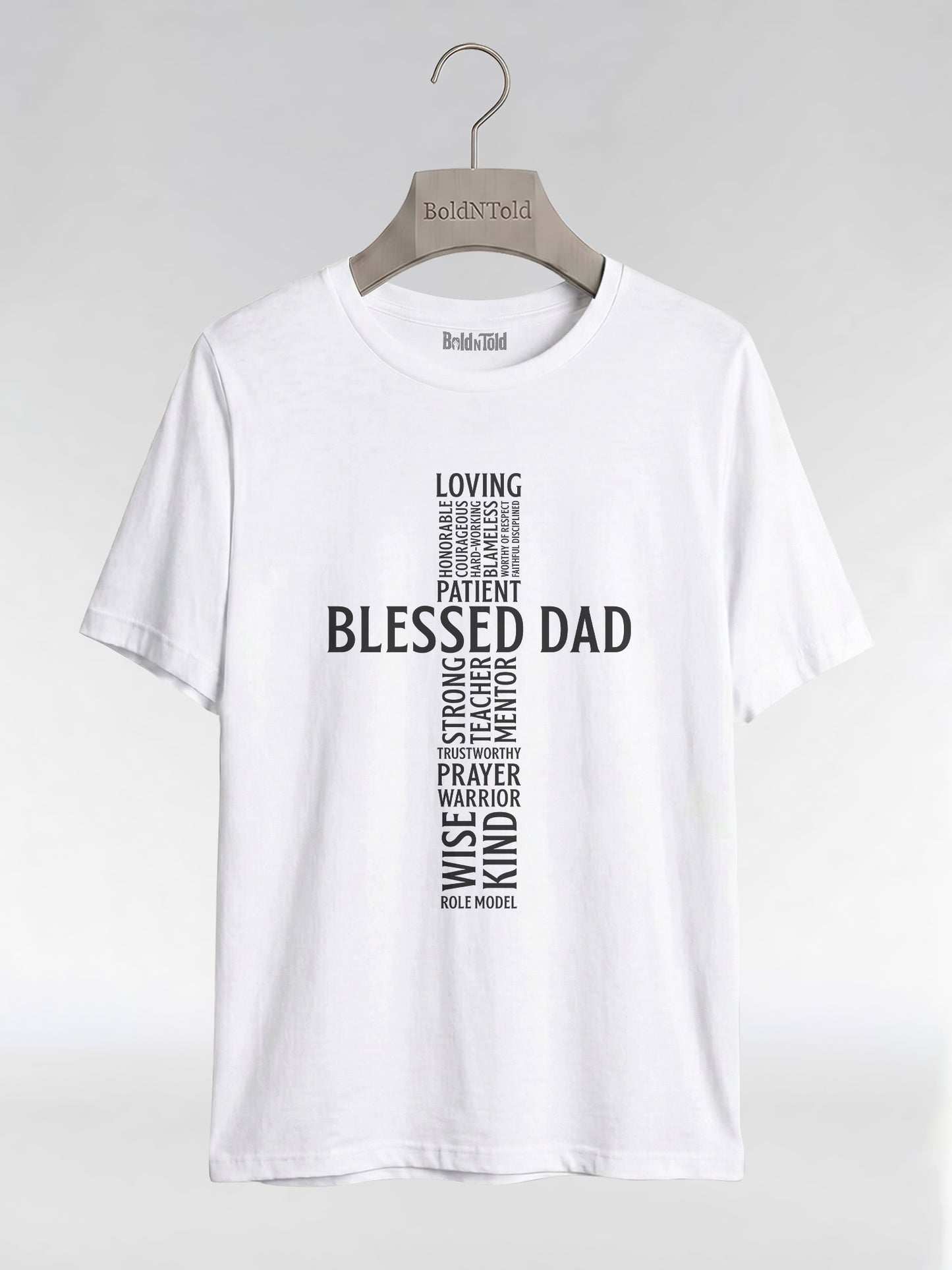 Blessed Black Dad: The Christian Cross Typography Graphic T-Shirt - BoldnTold