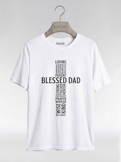 Blessed Black Dad: The Christian Cross Typography Graphic T-Shirt - BoldnTold