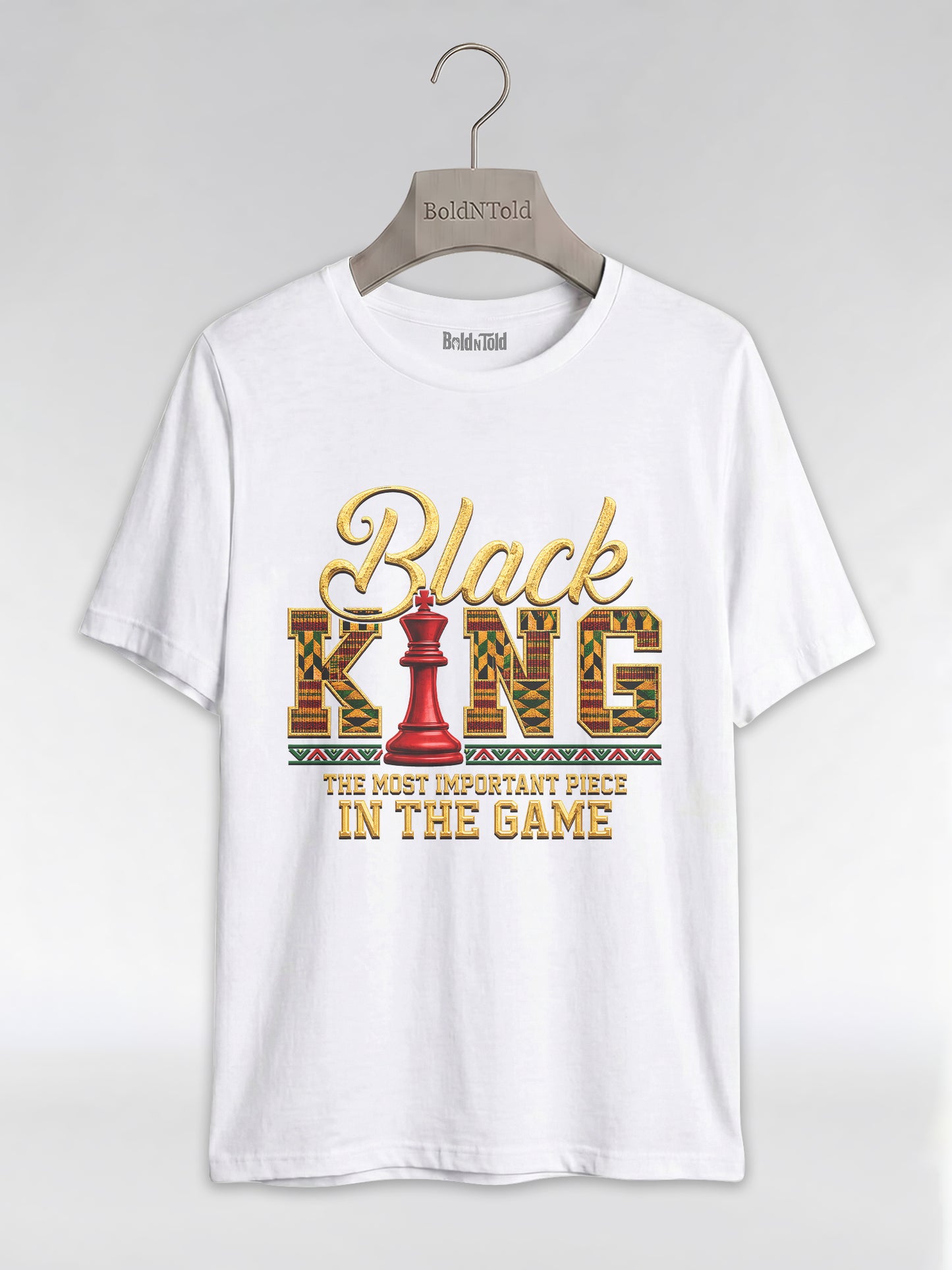 Black King Dad: The Most Important Piece In The Game Graphic T-Shirt - BoldnTold