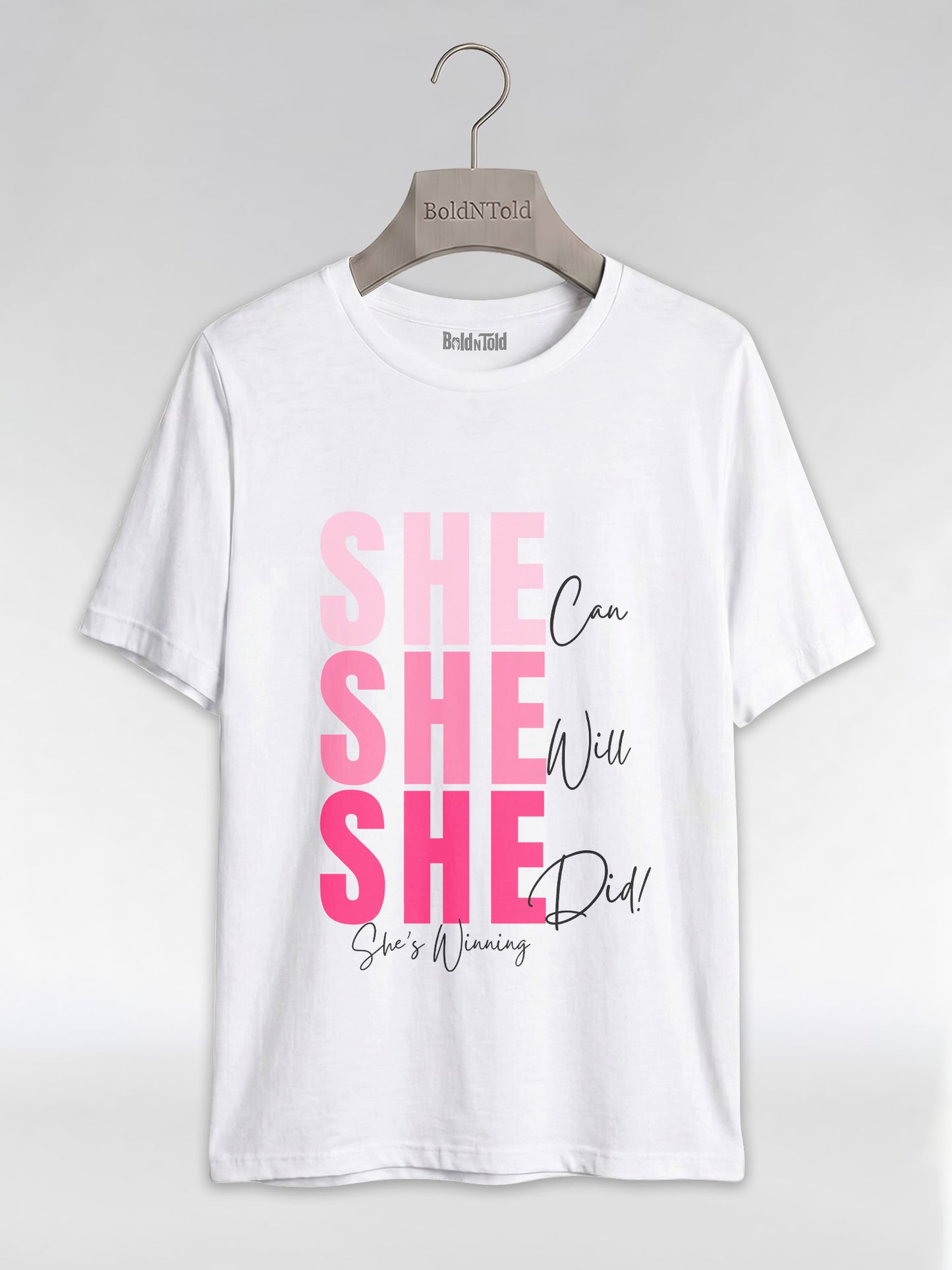 She Can, She Will, She Did: Black Girl Magic Winning Graphic T-Shirt - BoldnTold
