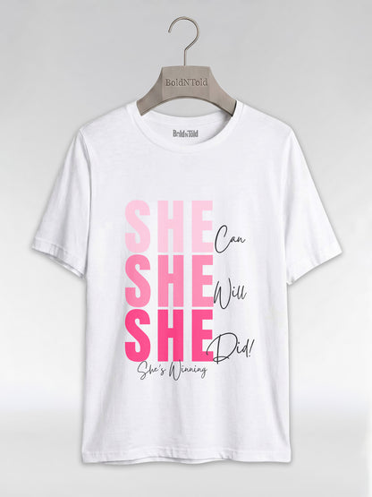 She Can, She Will, She Did: Black Girl Magic Winning Graphic T-Shirt - BoldnTold